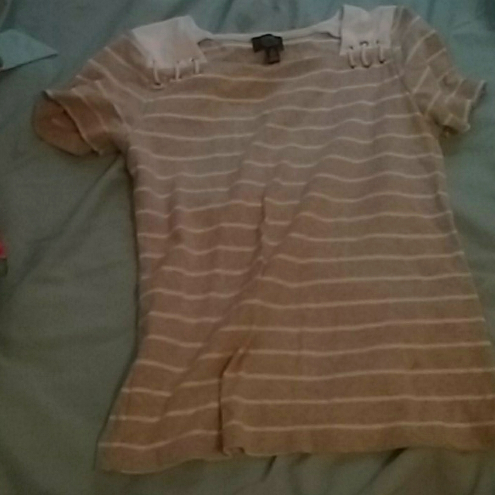 Tan and white stripped t-shirt